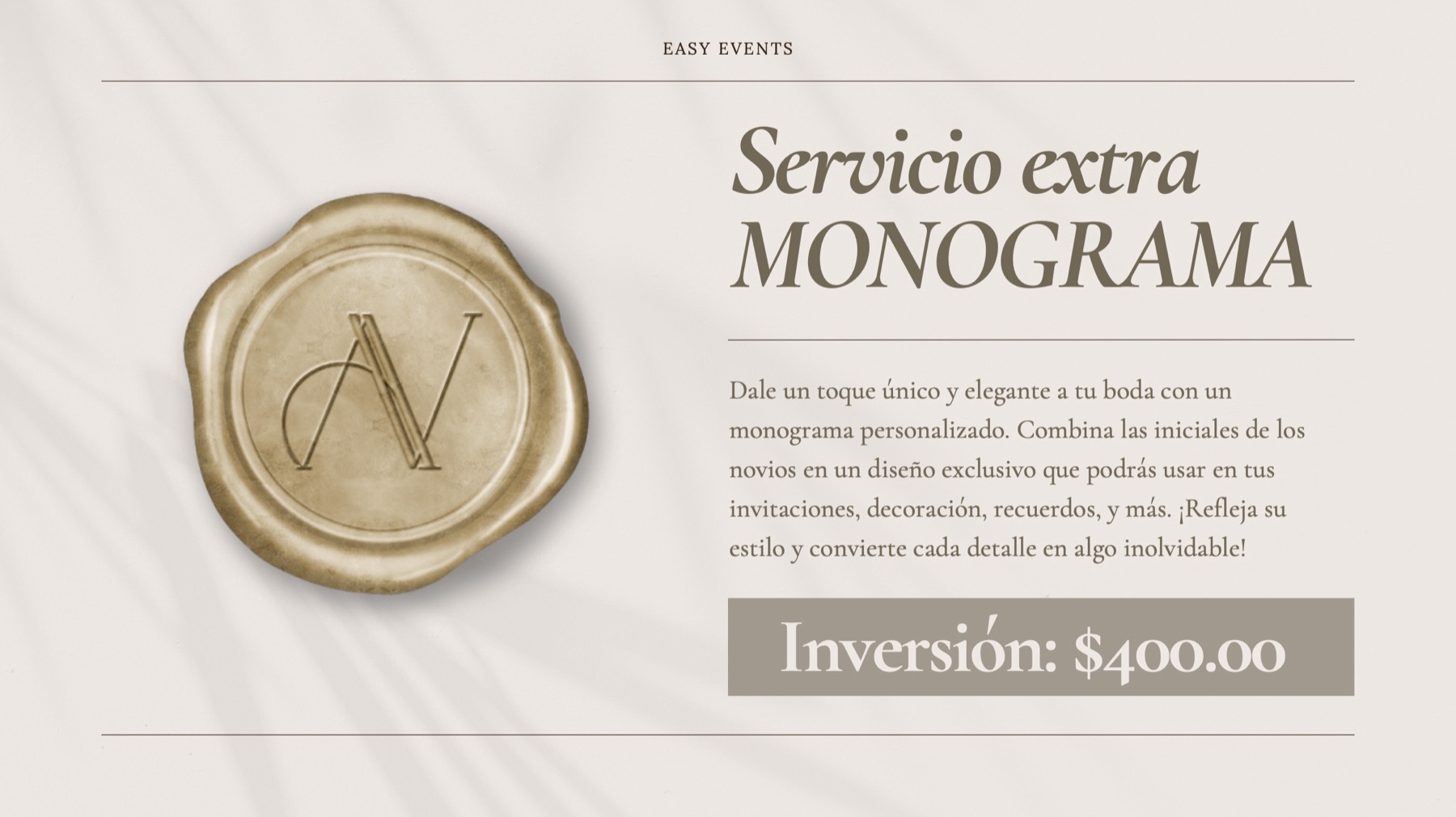 Servicio extra · monograma