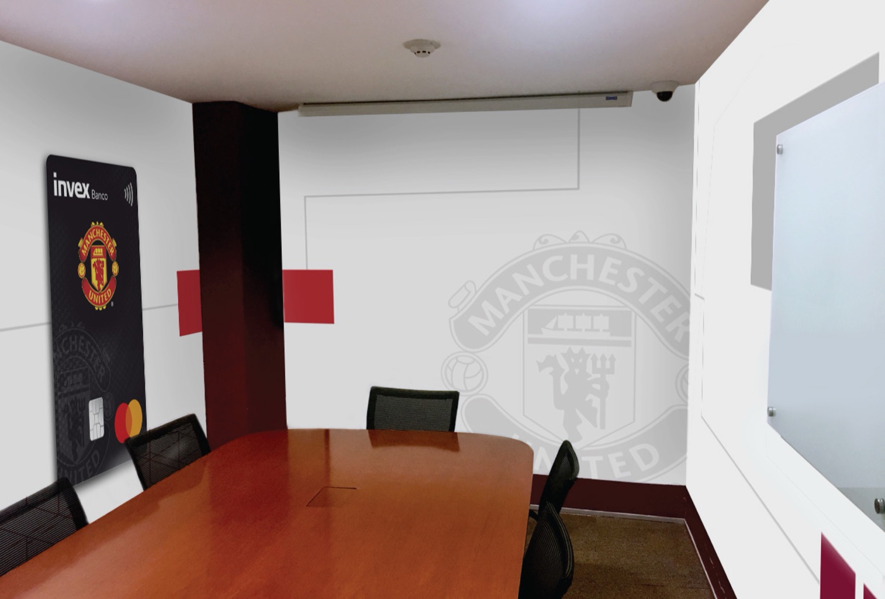 Sala con gráfico de muro